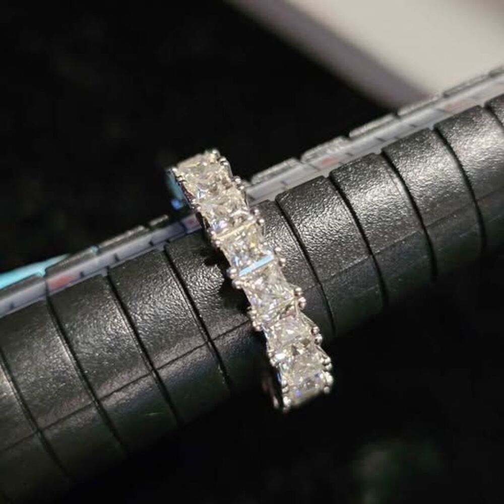 3.63CTW VVSD Moissanite Eternity band in .925 Sterling Silver. Size 5.